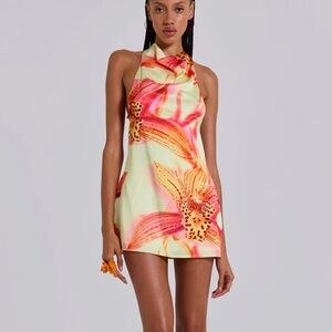 Jaded London Lucia Backless Mini Dress With Flower Detail UK6